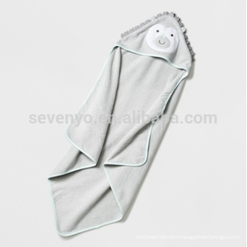 Toalla de baño con capucha del bebé / recién nacido / infantil - erizo gris claro, hecho del algodón suave y absorbente 100% Terry